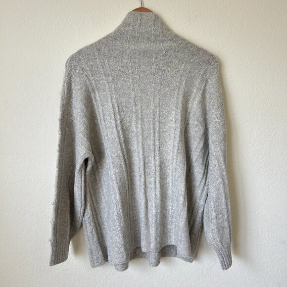 Nic Zoe Sweater Womens Petite Large Grey Metallic Turtleneck Pearl Cozy Top PL - Picture 7 of 8